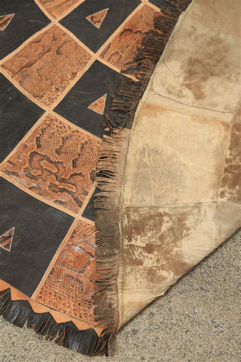 Leather And Snake Skin Round African Tribal Rug At 1stdibs Round