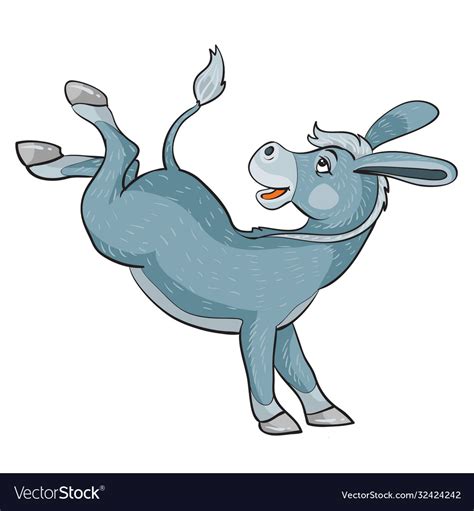 Donkey Kicks Back Hooves Cartoon Isolated Object Vector Image