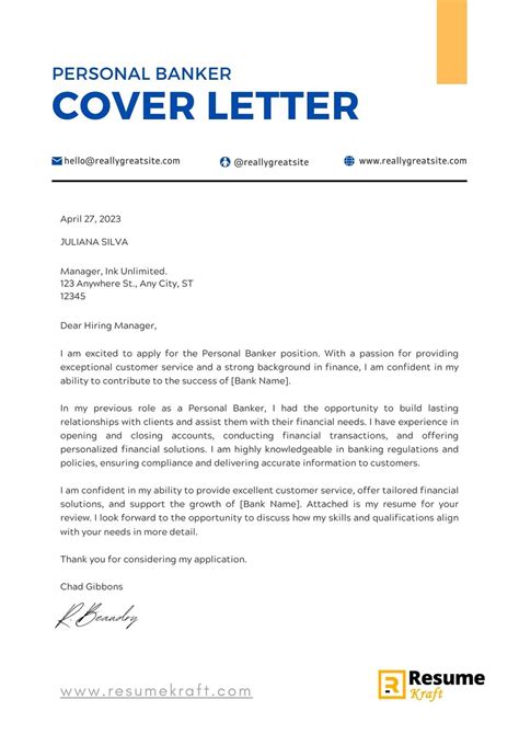 5 Personal Banker Cover Letter Examples And Templates 2023 Resumekraft