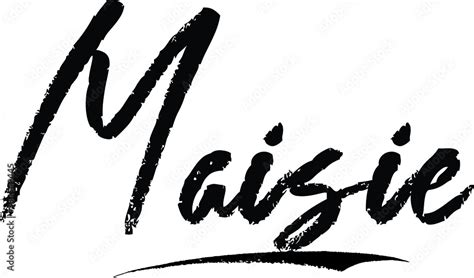 Maisie Female Name Modern Brush Calligraphy On White Background Stock