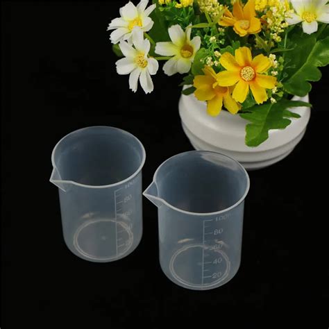 2x 100ml Clear Plastic Graduated Measuring Cup Jug Beaker Kitchen Lab Tool Chemistry Learning