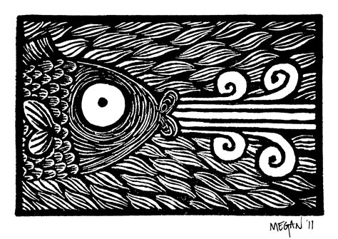 Megan Lino Print Fish Linocut Art Scratchboard Art Printmaking Projects