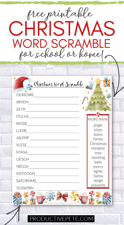 Free Printable Christmas Word Scramble Worksheet For Kids Christmas