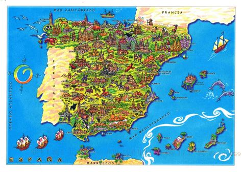 Grande Mapa Ilustrado Turístico De España España Europa Mapas Del