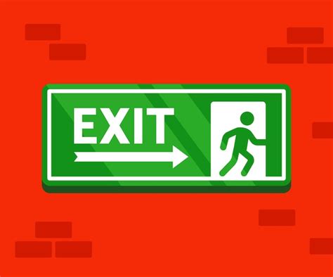 Premium Vector Fire Evacuation Sign The Safe Exit Sticker Hangs On A