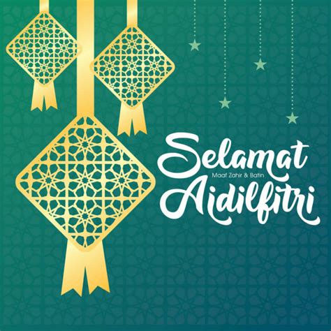 Selamat Hari Raya Aidilfitri Vector Illustration With Traditional Malay