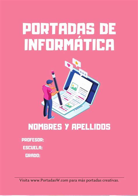 Portada De Informática Fondo Rosado Para Word ️