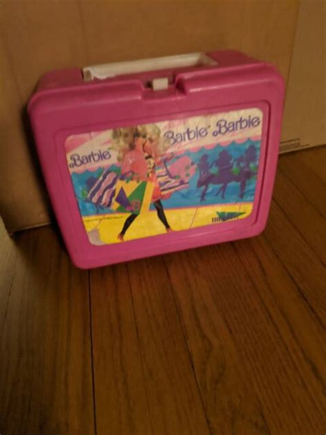 Vintage Pink Barbie Plastic Lunch Box 1990 With Thermos Rare Ebay