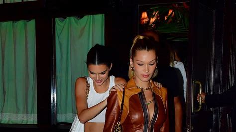 Kendall Jenner And Bella Hadid Step Out With A Twinning Ab Reveal In
