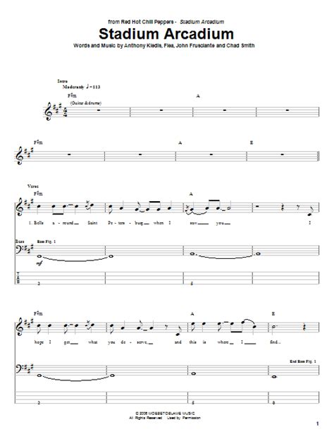 Stadium Arcadium By Red Hot Chili Peppers Bass Tab Guitar Instructor