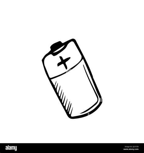 Doodle Battery Icon With Cartoon Style Hand Drawn Vector Battery