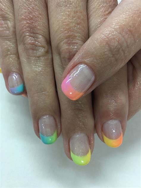Rainbow Ombré French Gel Nails Gel Nail Designs Gel Nails Nails