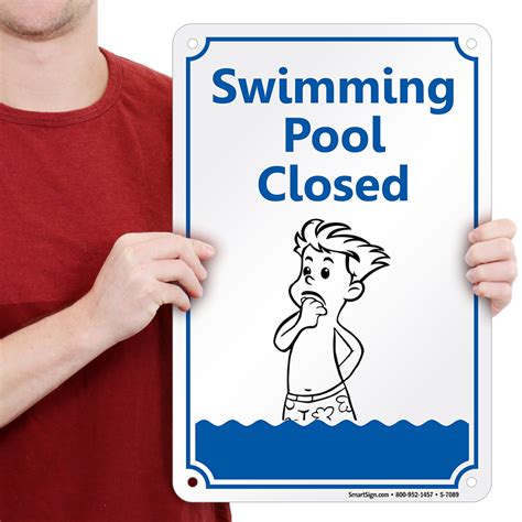 Swimming Pool Closed Sign With Graphic Sku S 7089