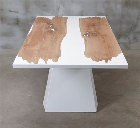 Custom Resin Table Made Of Oak White Epoxy Table Matte Etsy