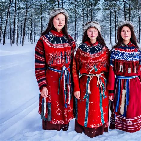 Beautiful Sami Women Wearing Traditional Sami Clothi Openart