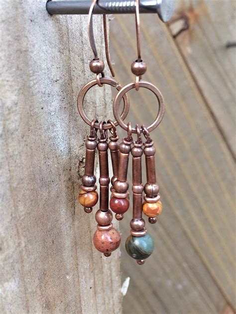 Boho Dangle Earrings Boho Jewelry Bohemian Jewelry Copper Dangle