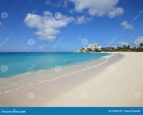 Beautiful White Sandy Beach Mullet Bay The Caribbean Stock Photo