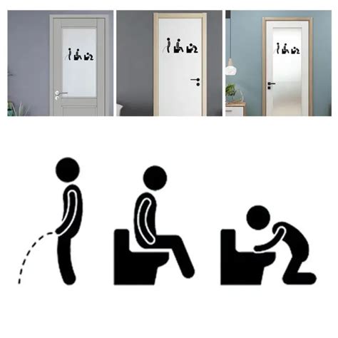 Funny Toilet Sign Stickers Man Wc Sticker Bathroom Door Washroom Wall
