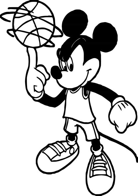 After its creation in 1928, other characters came expand the small world of disney mouse : Mickey Playing Basketball Flip Ball Coloring Page ...