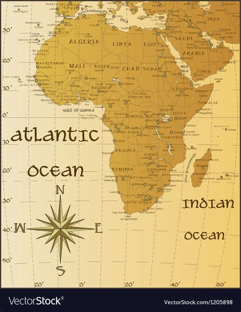 Vintage Map Of Africa Royalty Free Vector Image