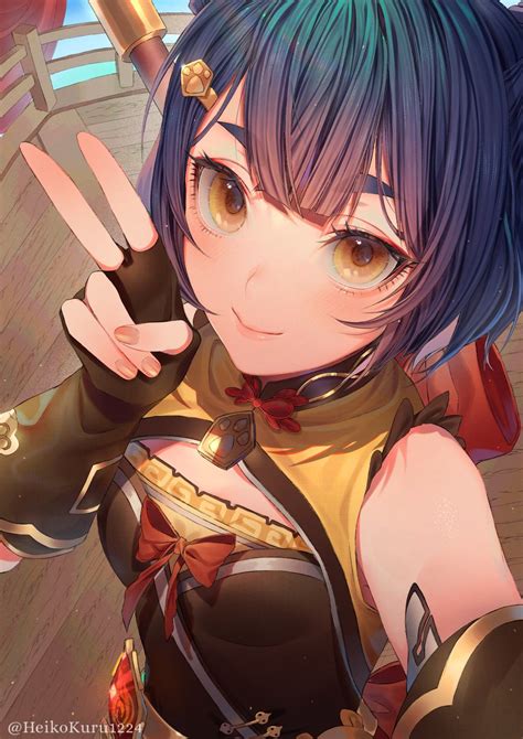 An Anime Character With Blue Hair And Brown Eyes Holding A Knife In