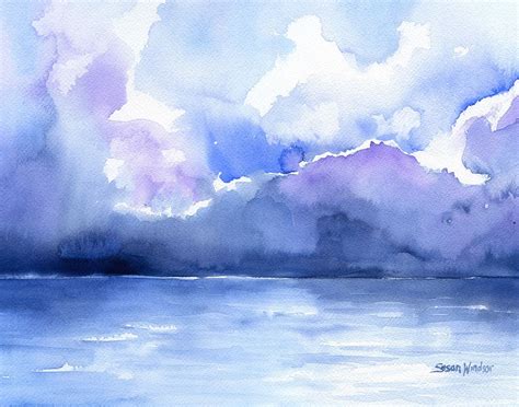 Abstract Ocean Watercolor Painting 14 X 11 Giclee Print