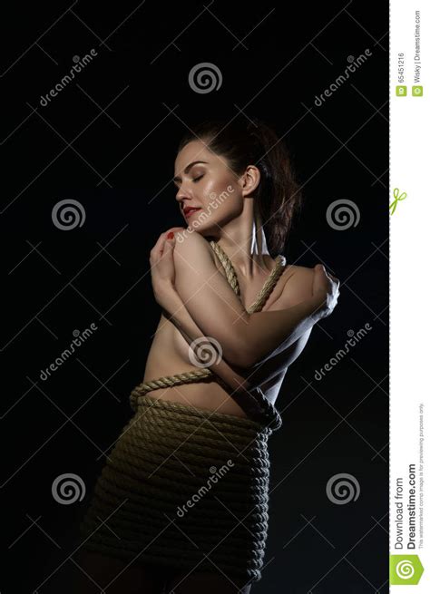 Bdsm Woman Tied With Rope Posing At Camera Stock Photo Image Of Female Adult