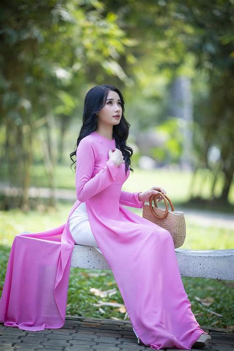 Ao Dai Asian Model Female Asian Woman Female Model Pink Dress