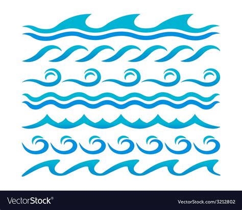 Water Waves Design Elements Set Royalty Free Vector Image