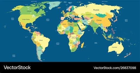 Highly Detailed Political World Map Royalty Free Vector