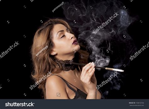 Beautiful Sexy Woman Cigarette Holder Smoking Stock Photo 193810736