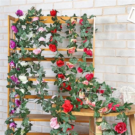 windfall artificial rose vine silk flower garland fake hanging plants for indoor outdoor home