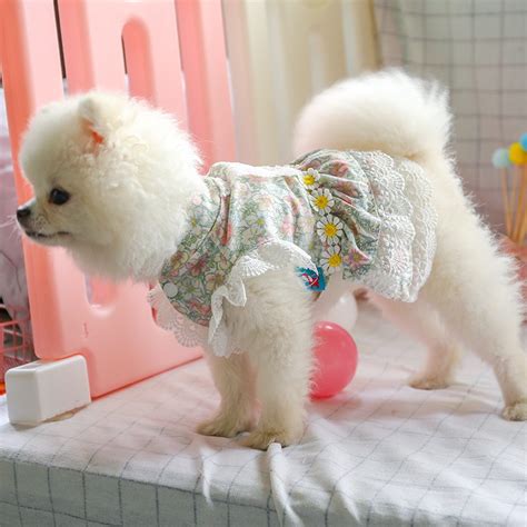 Pet Dog Clothing Teddy Pomeranian Dog Cute Dress Floral Dog Clothes