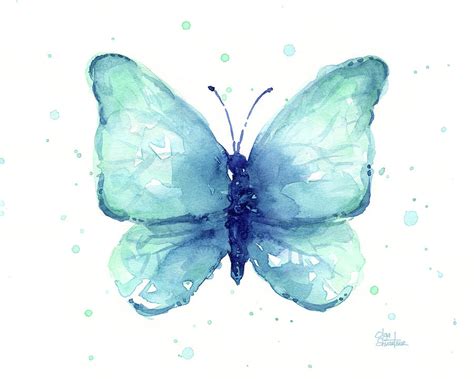 Blue Butterfly Watercolor Painting By Olga Shvartsur Pixels