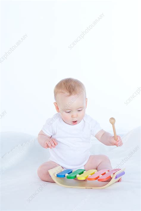 Baby Boy Playing Toy Xylophone Stock Image C0542371 Science