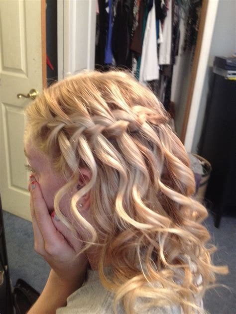 Waterfall Braid Hair Prom Waterfallbraid Braid Curls