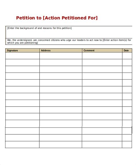 Petition Microsoft Word Template Free Word Template