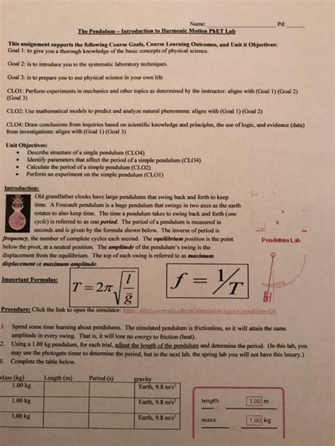 Solved this lab uses the simulation on gas properties fou. Solved: Name: Pd: The Pendulum- Intreduction To LHarmonic ...