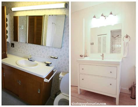 A style change for the white hemnes. Thrifty Bathroom Makeover {with an Ikea Hemnes Vanity ...