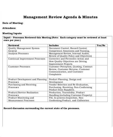 sample review agenda  sample  format