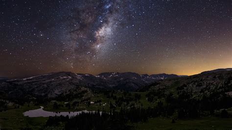 Landscape Starry Night Milky Way Stars Wallpapers Hd Desktop And