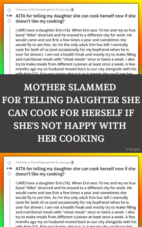 mother slammed for telling daughter she can cook for herself if she s not happy with her c in