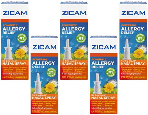 5 Pack Zicam Powerful Allergy Relief Nasal Spray 05 Oz Each