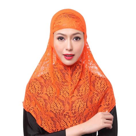 Women Islamic Arab Floral Lace Hijab Shawls Soft Neck Muslim Underscarf Wrap Headscarf Niquabs