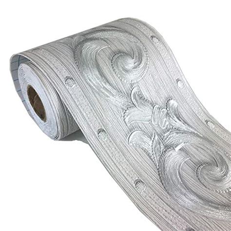 Elegant Silver Grey Floral Wallpaper Border Peel Stick Ceiling Border