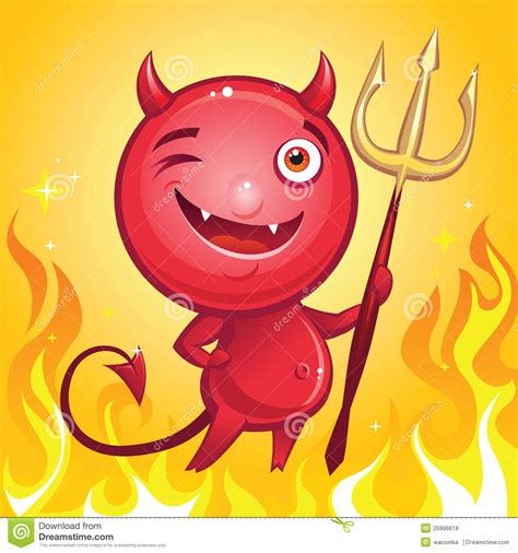 personaje de dibujos animados divertido del diablo con el tridente ilustración del vector