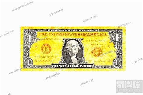 Creative Us One Dollar Bill Isolated On White Gold Stock Photo