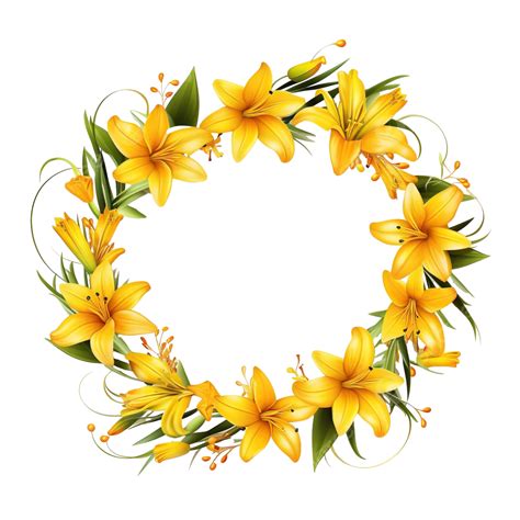 Bouquet With Yellow Lilies Round Frame With An Empty Place To Insert