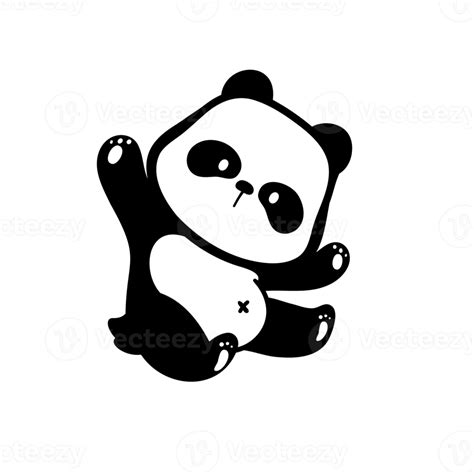 Little Panda Silhouette Making Cute Gestures Animal Cartoons For Kids