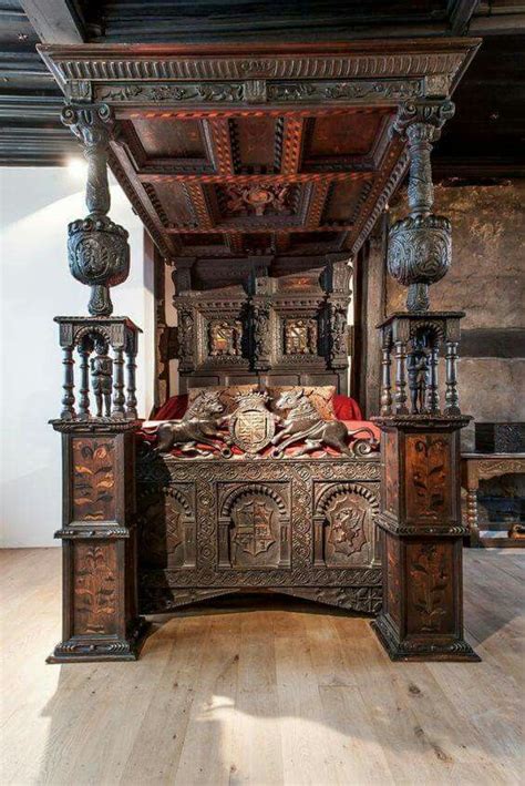 The two brush brass canopy beds, which are a modern take on victorian style, both hit the right note. Canopy bed | Tudor house, Architecture, Medieval furniture